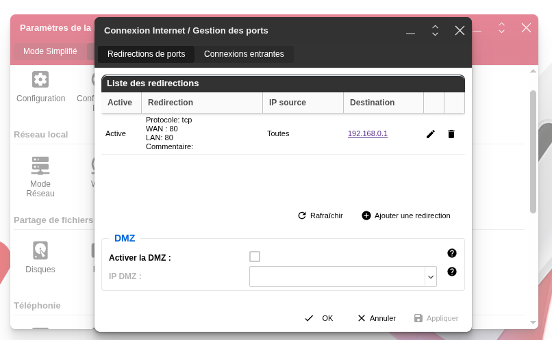 Création d'une redirection